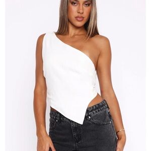 White Fox Better Myself One Shoulder Top White